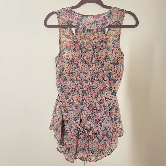 American Rag Cie Pleated Sheer Floral Tunic,Size M - Picture 2 of 5